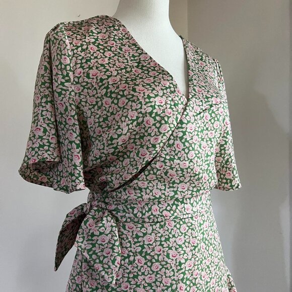 NASTY GAL Pink Green Floral Short Sleeve Romper Size 8 - Picture 1 of 8
